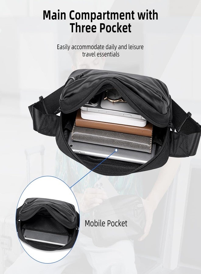 جولدن وولف حقيبة صدر جولدن وولف للرجال، سعة 2 لتر، حقيبة كتف للهاتف المحمول وجواز السفر، حقيبة جانبية أنيقة، حقيبة خصر مقاومة للماء، مناسبة للمكتب والاستخدام اليومي - Image 3